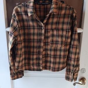 HYFVE Plaid Shirt in Brown and Black Large Cropped